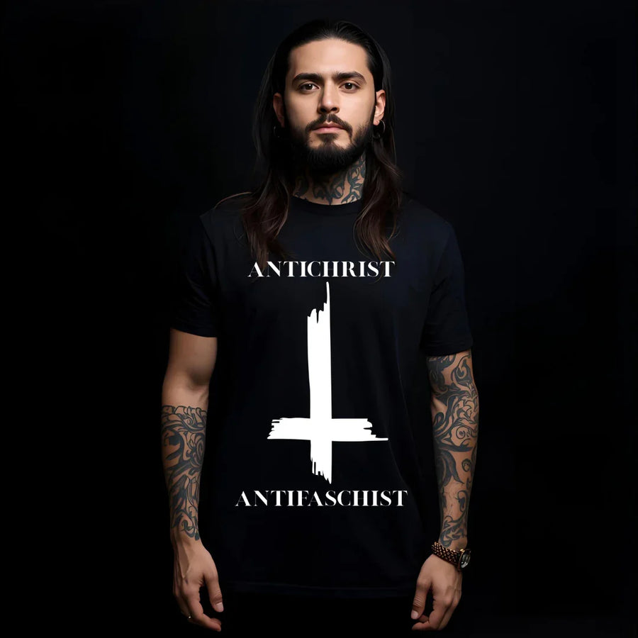 Antichrist Antifaschist Inverted Cross T-Shirt