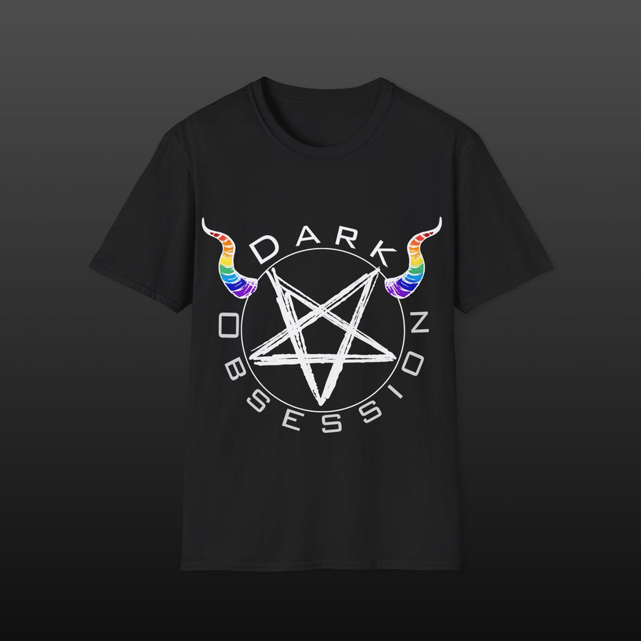 Dark Obsession T-Shirt – "Dark Obsession" mit Pentagramm und Rainbow Horns