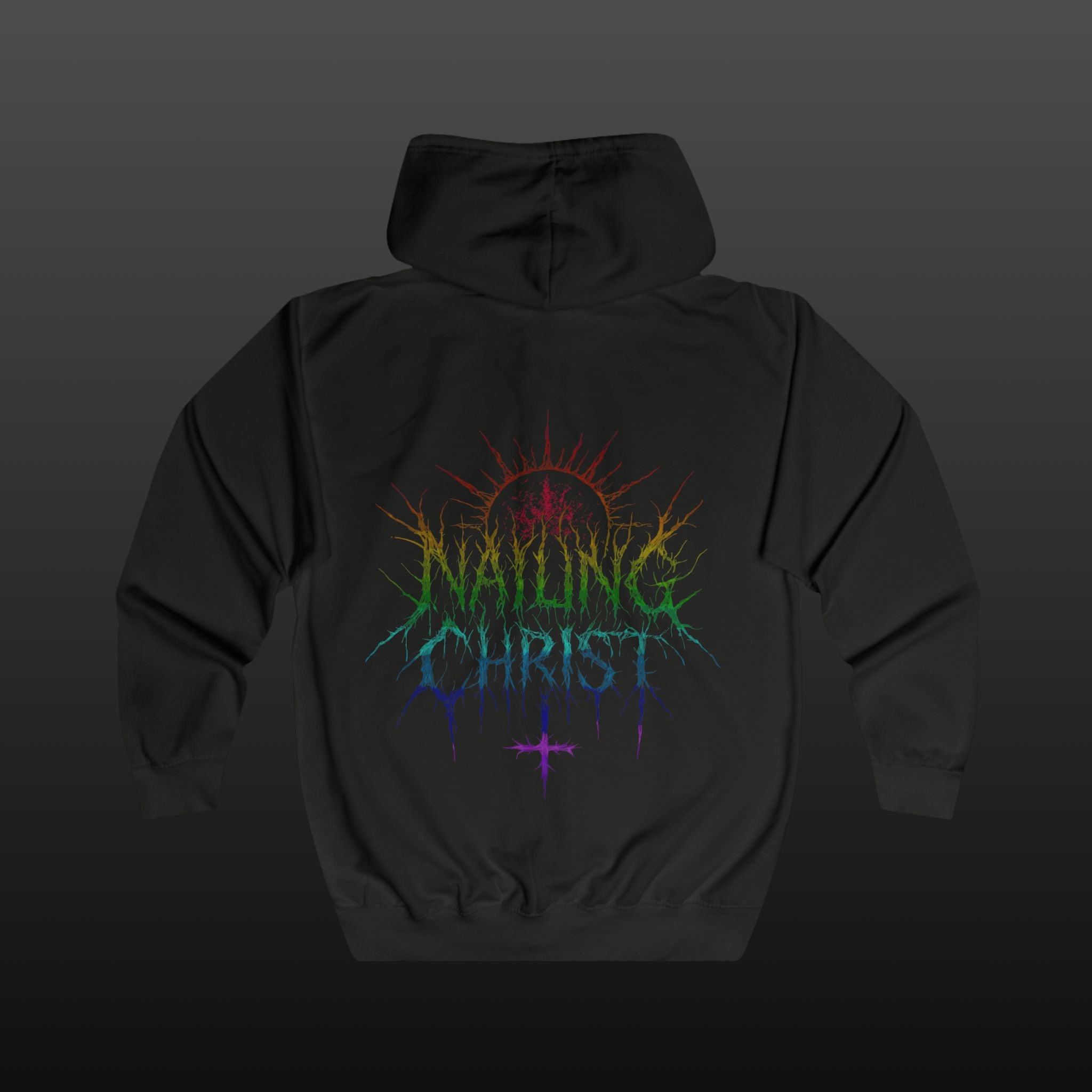 Black Metal "Nailing Christ" Rainbow —  Band Logo Zipper Hoodie