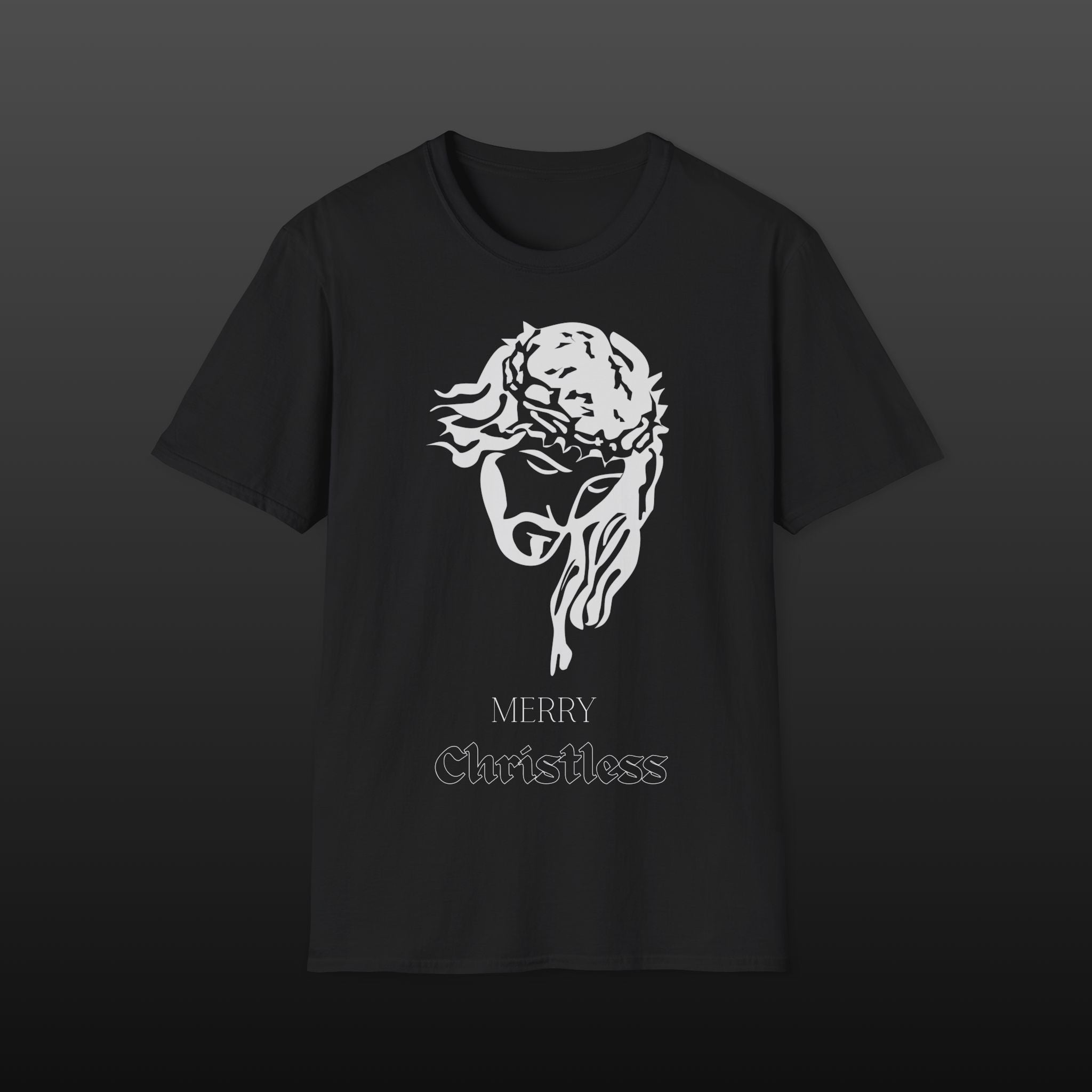 Christmas Jesus Head T-Shirt — "Merry Christless"