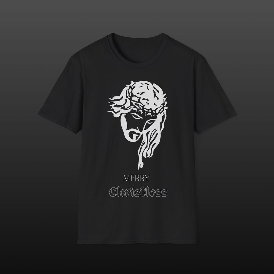 Christmas Jesus Head T-Shirt — "Merry Christless"