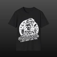 I'm Not Antisocial Skull Graphic T-Shirt — Funny Sarcastic Sceleton