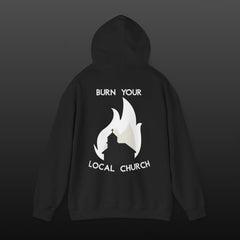 Provocative Black Metal Hoodie — "Burn Your Local Church" Backprint
