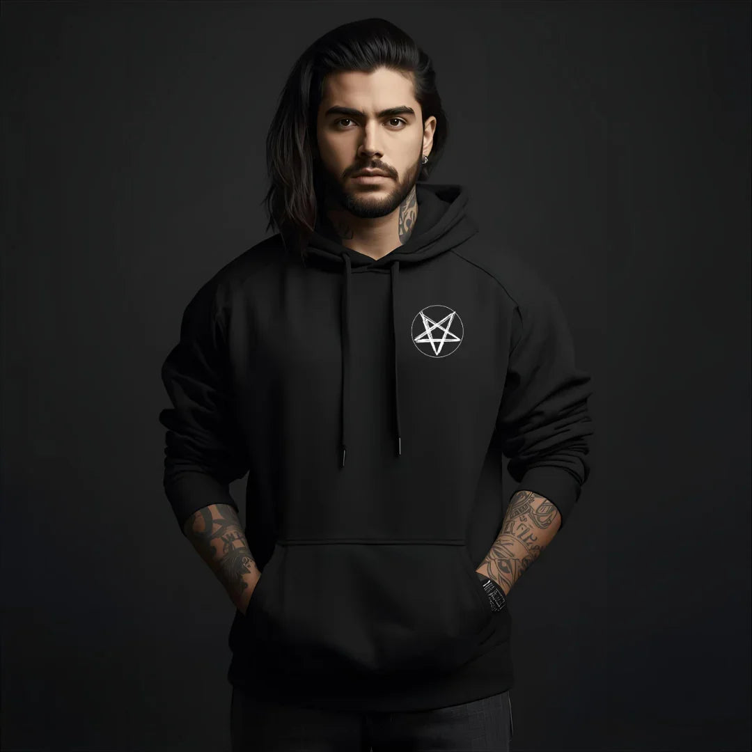 Dark Obsession Pentagram Hoodie Herren - Gothic Streetwear Front Detail