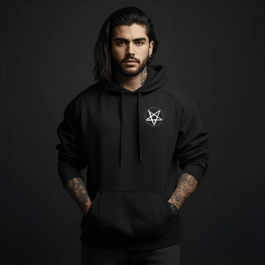 Dark Obsession Pentagram Hoodie Herren - Gothic Streetwear Front Detail