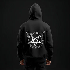 Gothic Black Metal Hoodie mit Pentagramm Backprint - Schwarzer Occult Hoodie